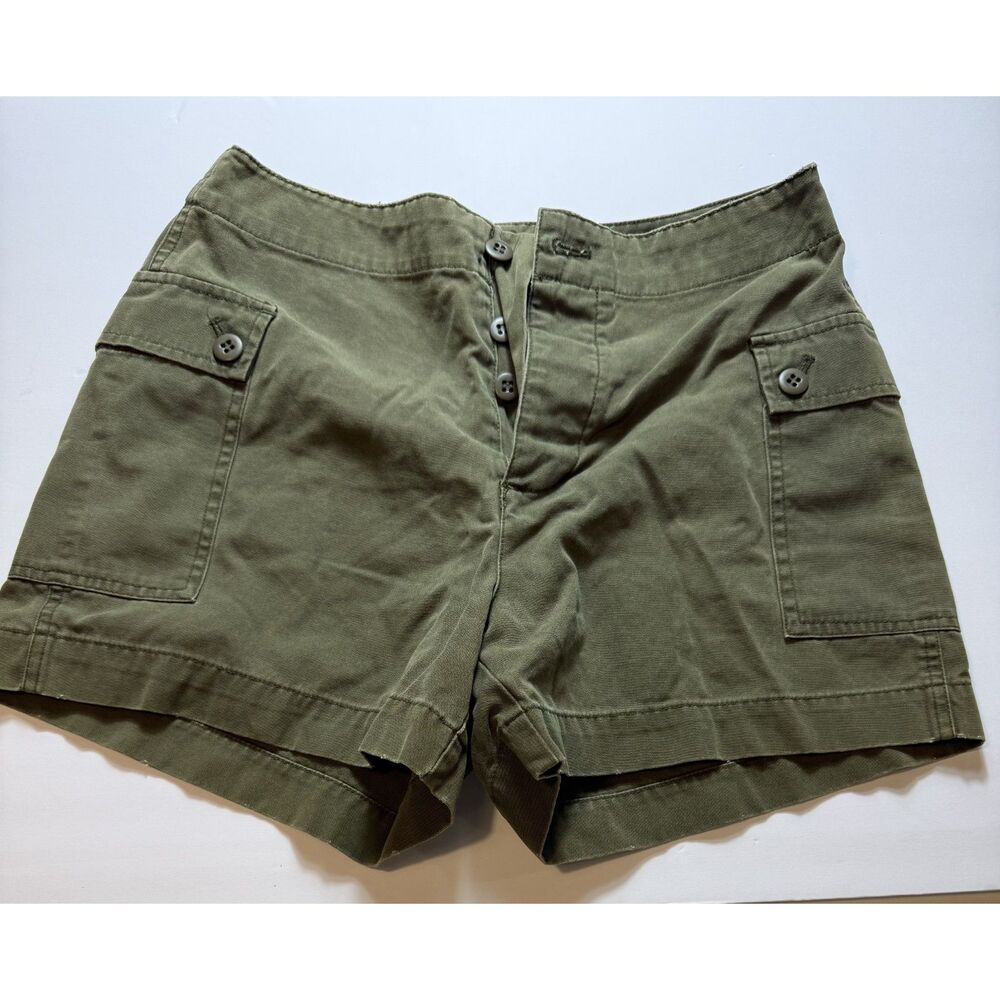 J.Crew Factory Olive Green Utility Cargo Shorts Women's Size 4 Button Fly